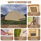 6 Person Inflatable Camping Tent with Pump, 10ft x7ft Glamping Family Tent Easy Setup 4 Season Waterproof Windproof Outdoor Blow Up Tent Luxury Oxford Cabin with Mesh Windows & Doors