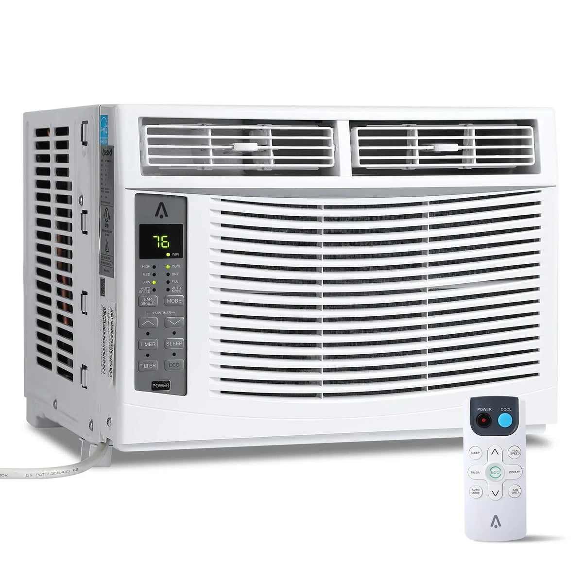 Window air conditioner with reusable filter and controls, 6000 BTU, 115 V~, suitable for rooms up to 250 square feet
