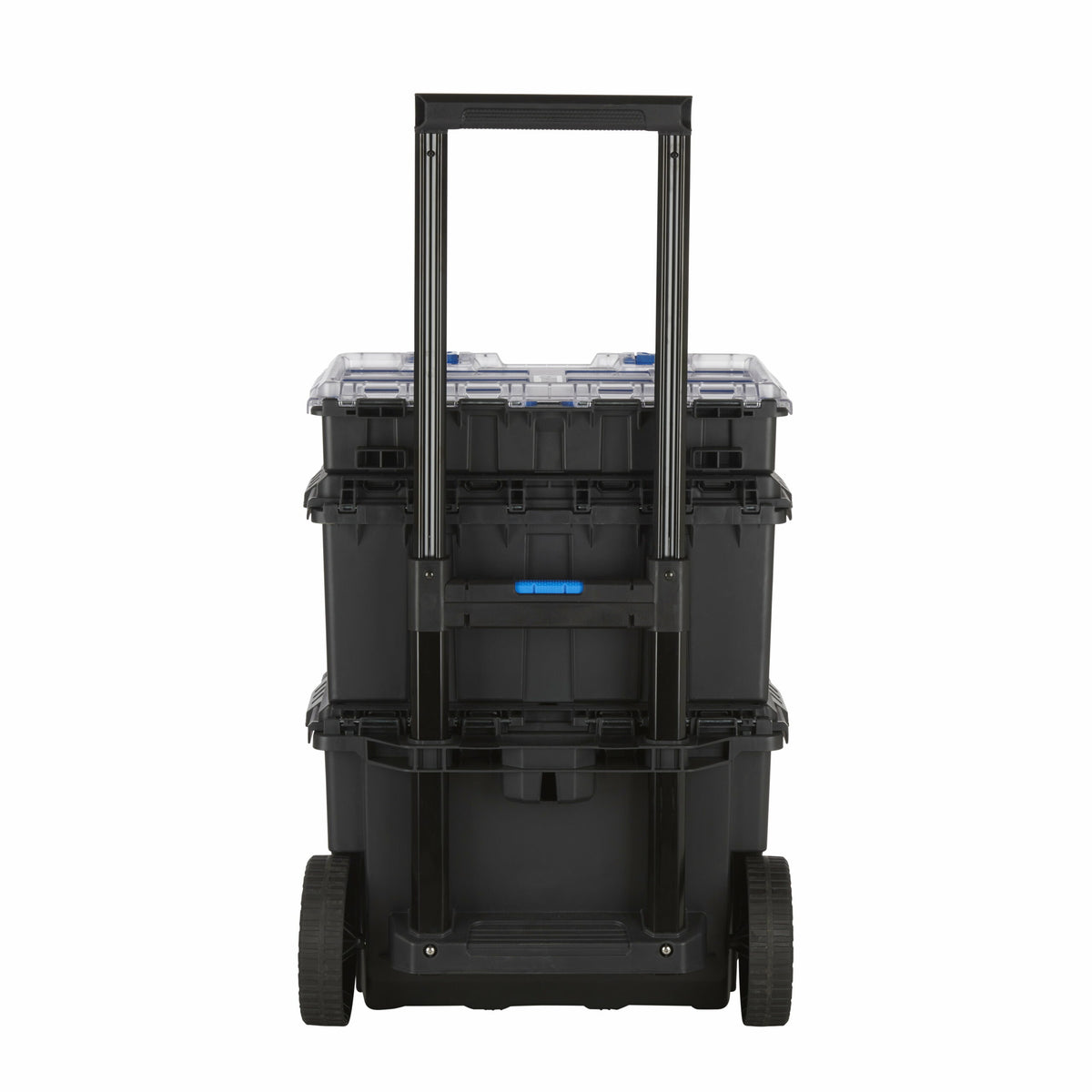 HART Stack System Mobile Tool Box, Modular Storage with Wheels, Telescopic Handle, Black & Blue