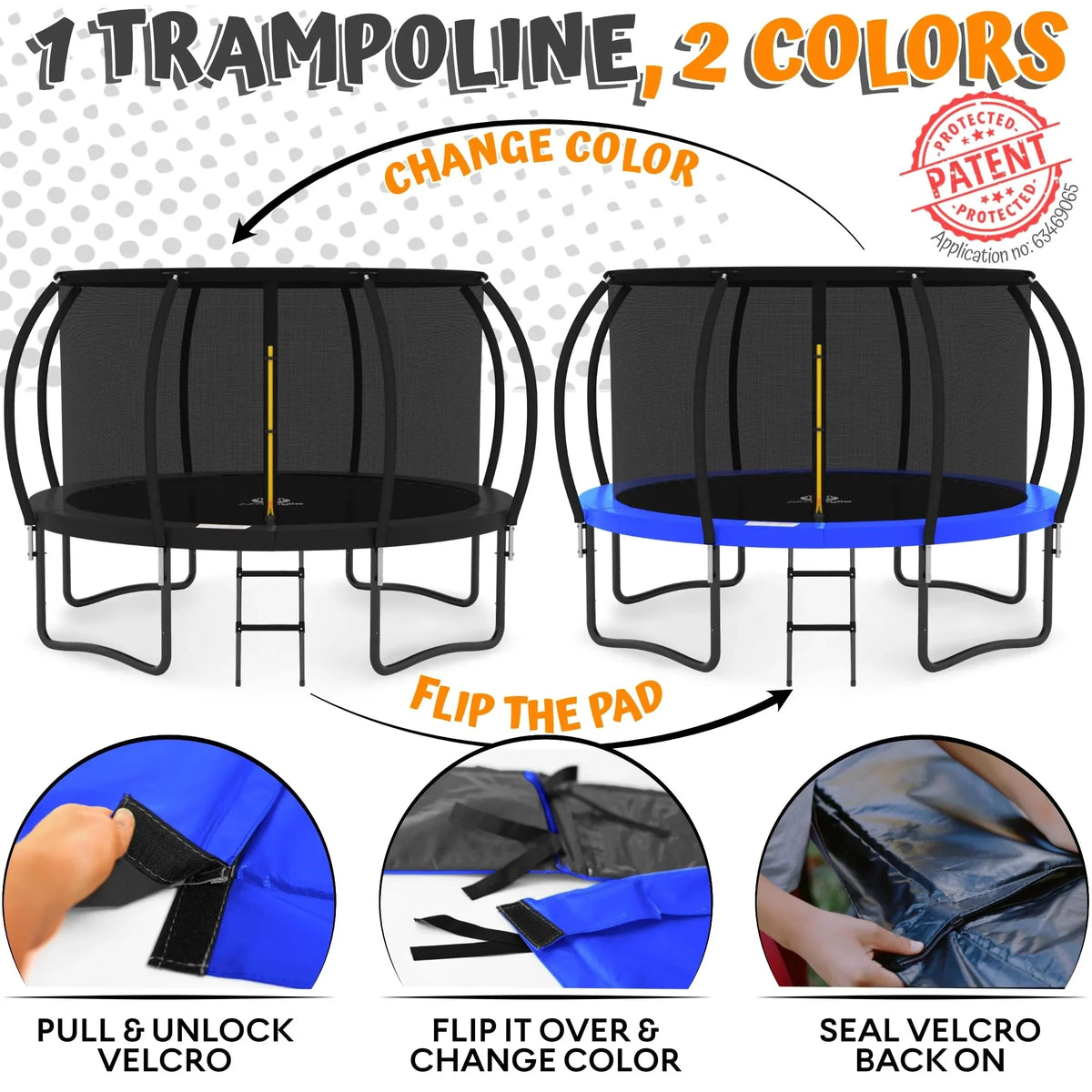 JUMPZYLLA 8FT Trampoline Outdoor with Enclosure for Kids