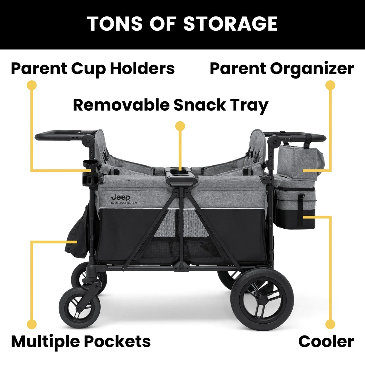 Delta Children's Jeep Wrangler Deluxe 4-Seater Stroller Wagon