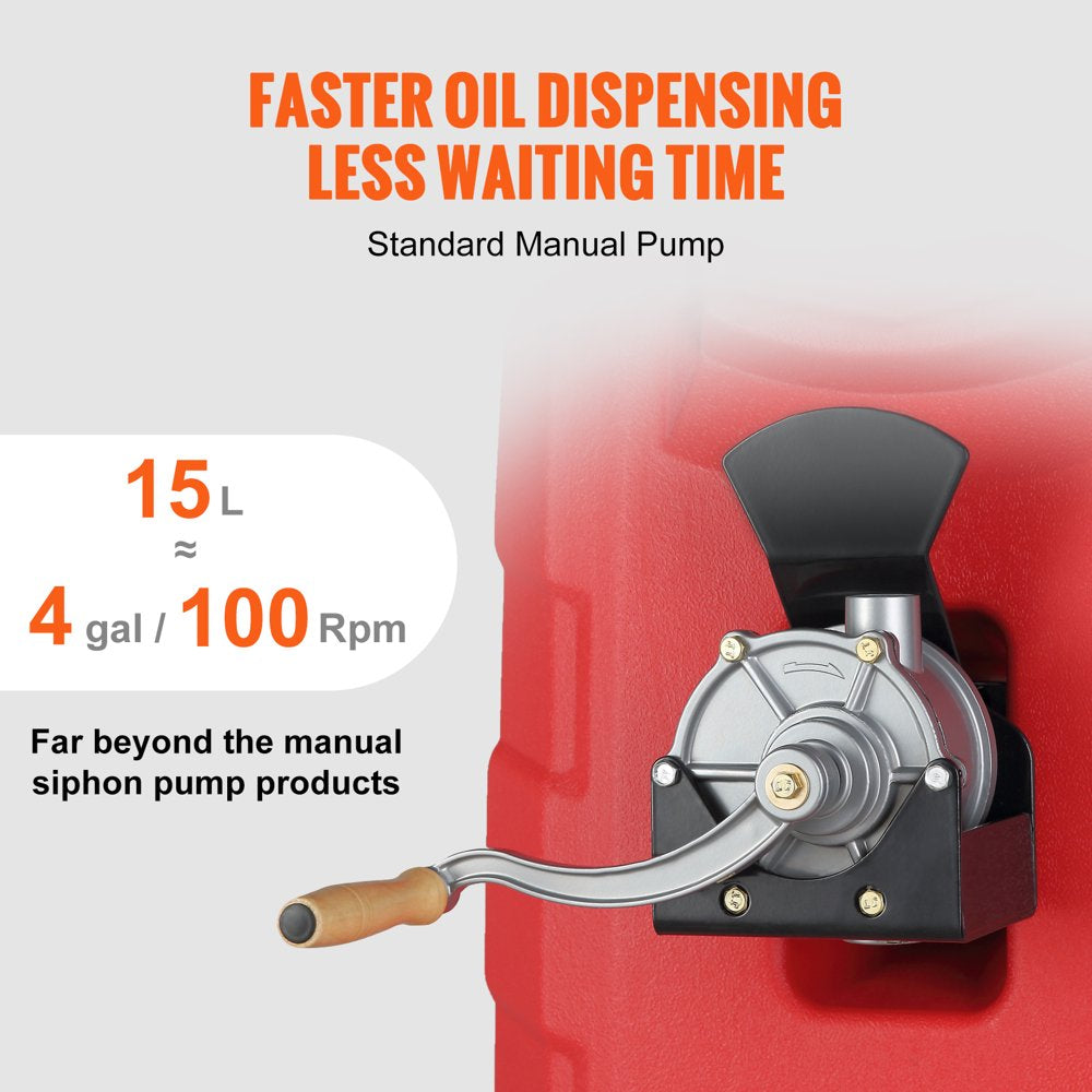 VEVOR 16 Gallon Portable Fuel Caddy with 6-Inch Wheels & Metal Hose for Gasoline/Diesel