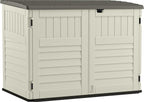 Suncast BMS4700 Resin Storage Shed, Off-White/Gray, 70.5′′W x 44.25′′D x 52′′H, Double Door, UV Resistant