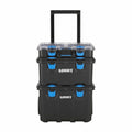 HART Stack System Mobile Tool Box, Modular Storage with Wheels, Telescopic Handle, Black & Blue