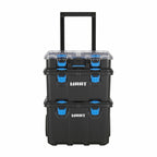 HART Stack System Mobile Tool Box, Modular Storage with Wheels, Telescopic Handle, Black & Blue