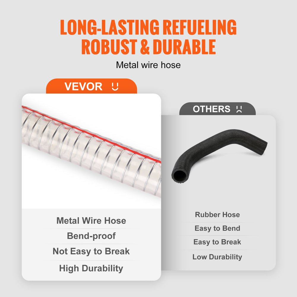 VEVOR 16 Gallon Portable Fuel Caddy with 6-Inch Wheels & Metal Hose for Gasoline/Diesel