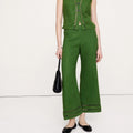 Green high waisted cropped wide leg trousers