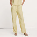 Yellow striped drawstring straight leg trousers