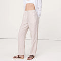 Striped drawstring straight leg trousers