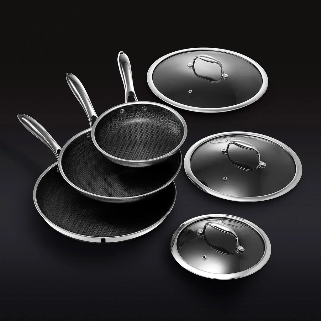 HexClad 6 Piece Hybrid Stainless Steel Cookware Pan Set